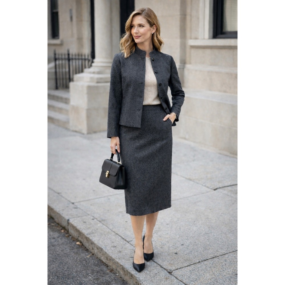 Vintage Grace Wool Blend Skirt Suit - Size 6 Jacket / Size 8 Midi Skirt -classic